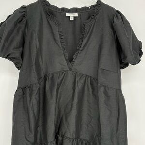 🪁 Kika Vargas Target black ruffle short sleeve v neck tiered Maxi Dress